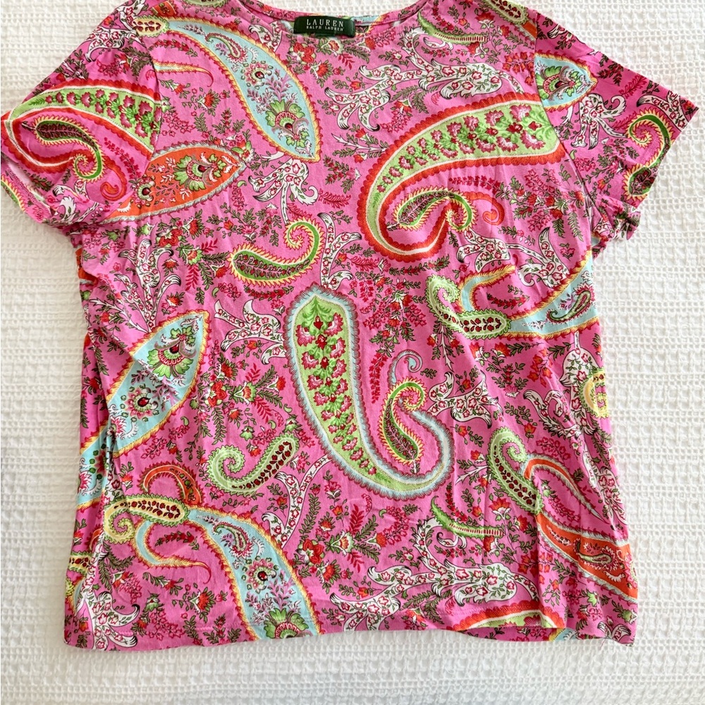 Ralph Lauren Pink Paisley Short Sleeve Top